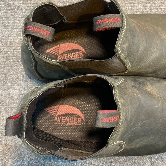 Avenger Mens 16 Foreman ROMEO Pull on Work Boots Black Leather A7111 - Picture 3 of 7